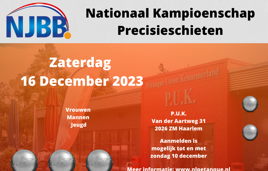NK Precisieschieten op 16 december bij P.U.K. te Haarlem